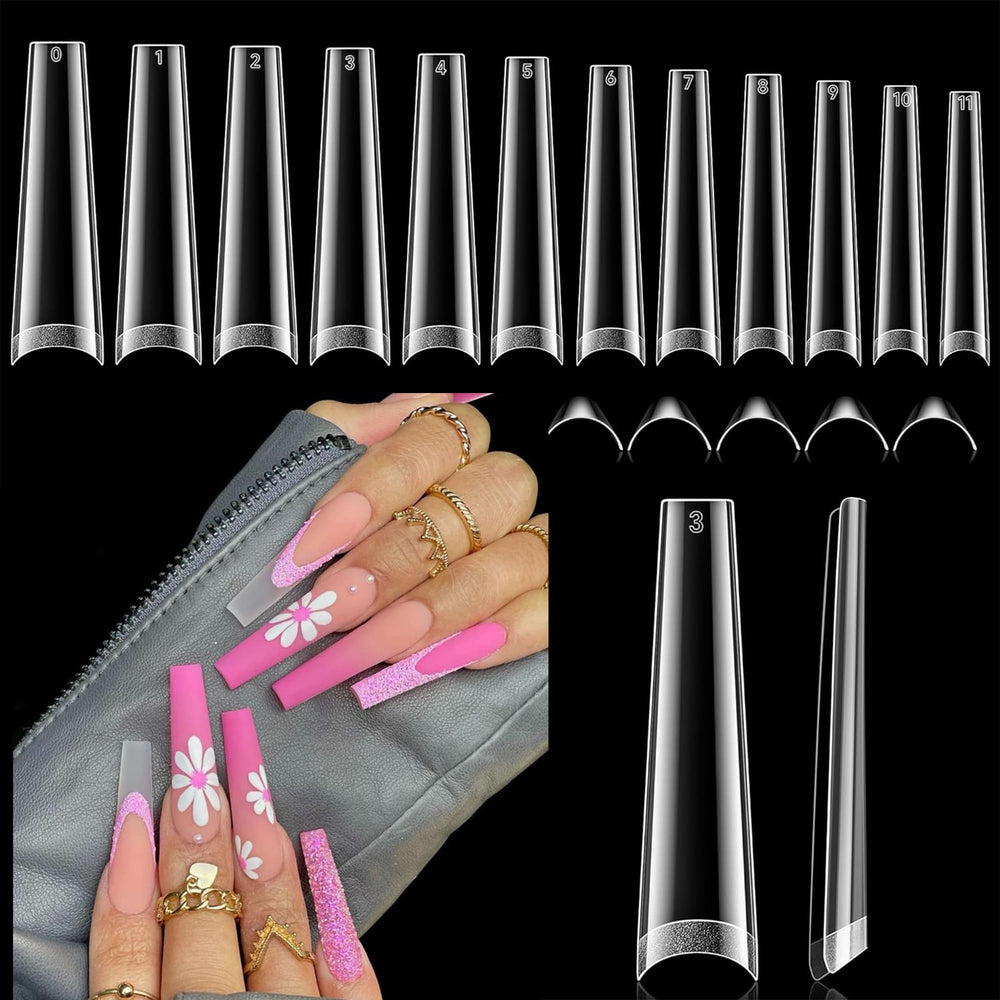 Luckyfairy 2XL coffin nails tips pack for durable, easy extensions