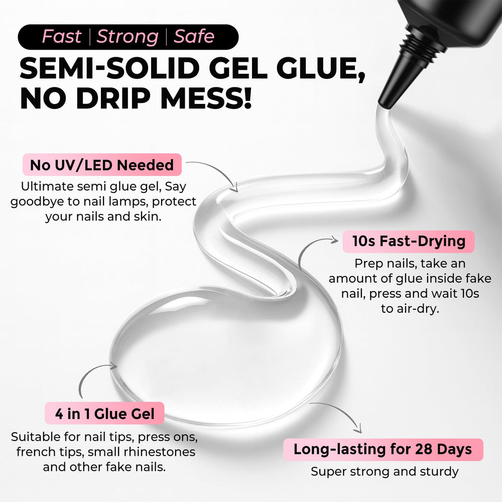 Luckyfairy 4-in-1 semi-solid glue for fast durable hold without lamp curing