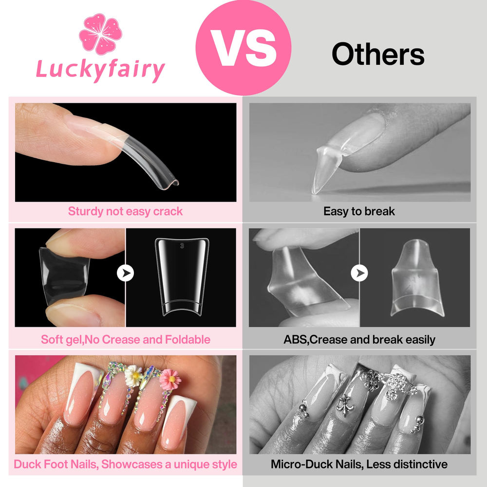 Luckyfairy duck nail tips in eleven sizes pre-numbered 0–10