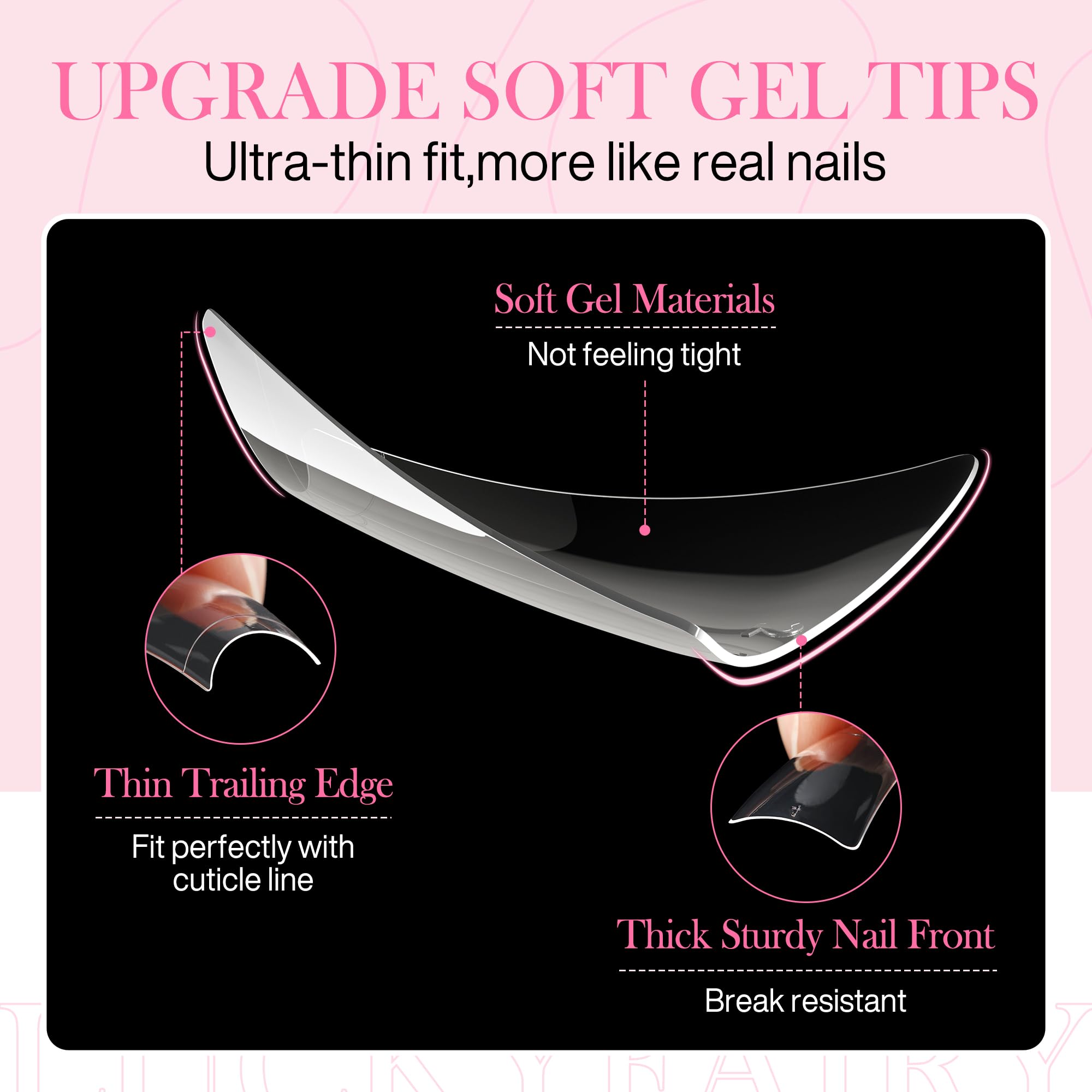 Luckyfairy duck nail tips with natural back edge for comfortable fit