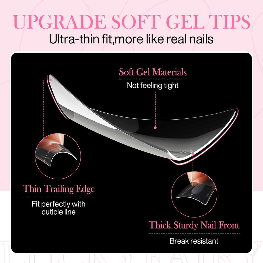 Luckyfairy duck nail tips with natural back edge for comfortable fit