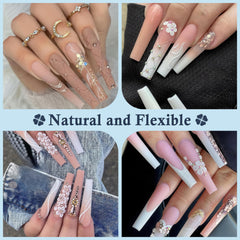 Luckyfairy half-cover coffin nails in clear for natural, bright color application