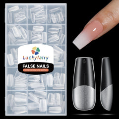 Luckyfairy medium coffin nail tips with double-sided matte finish for easy, mess-free prep.