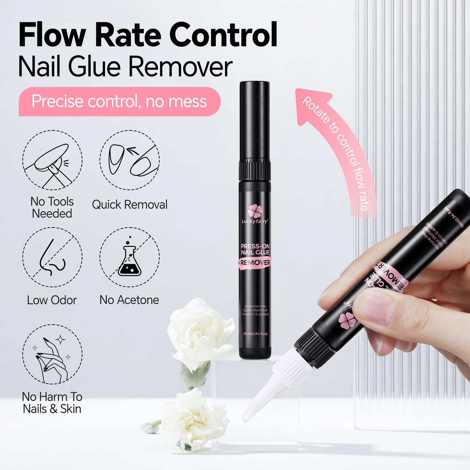 Luckyfairy remover dissolving glue, stickers, and polish quickly