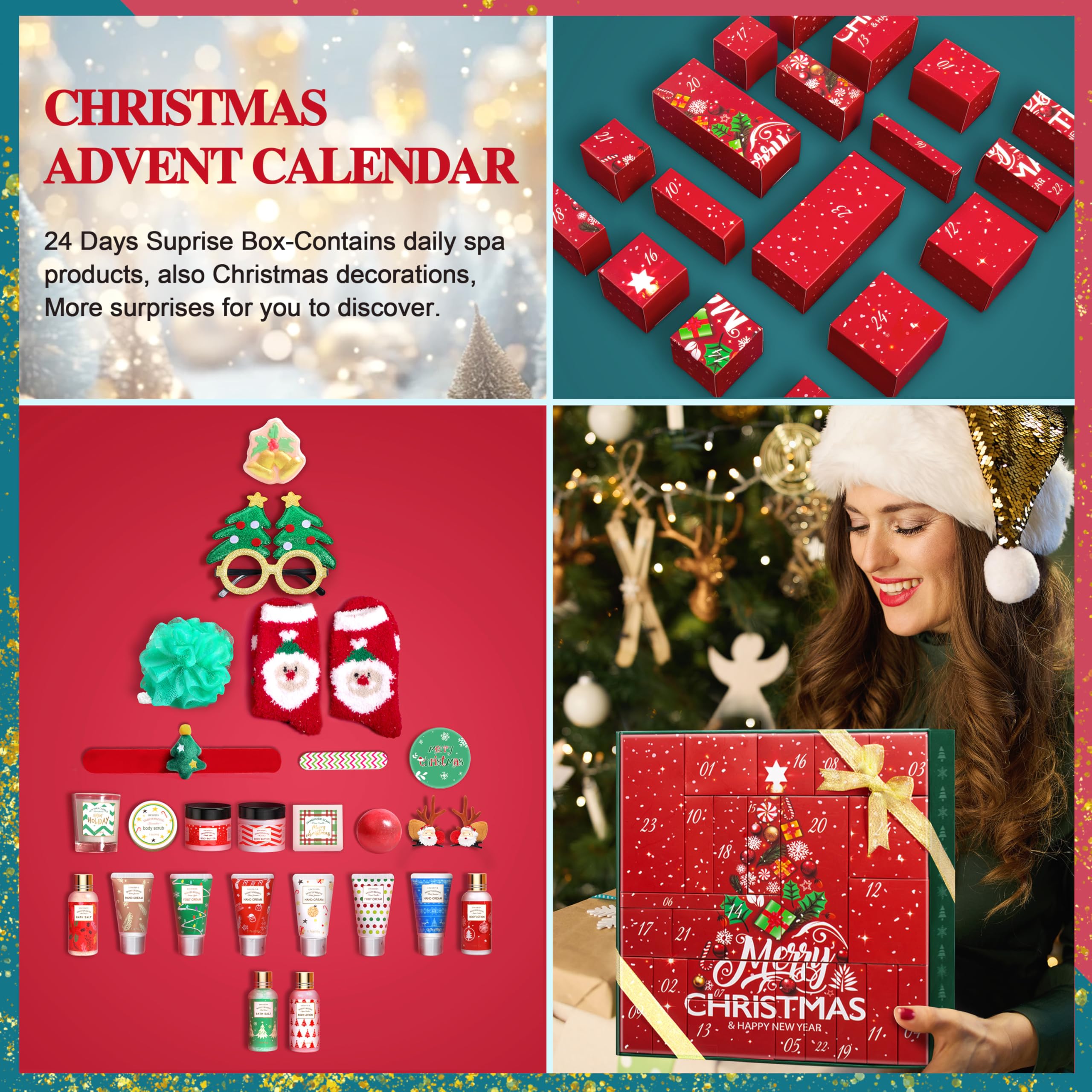 LUCOTIYA Advent Calendar home spa set against seasonal décor.