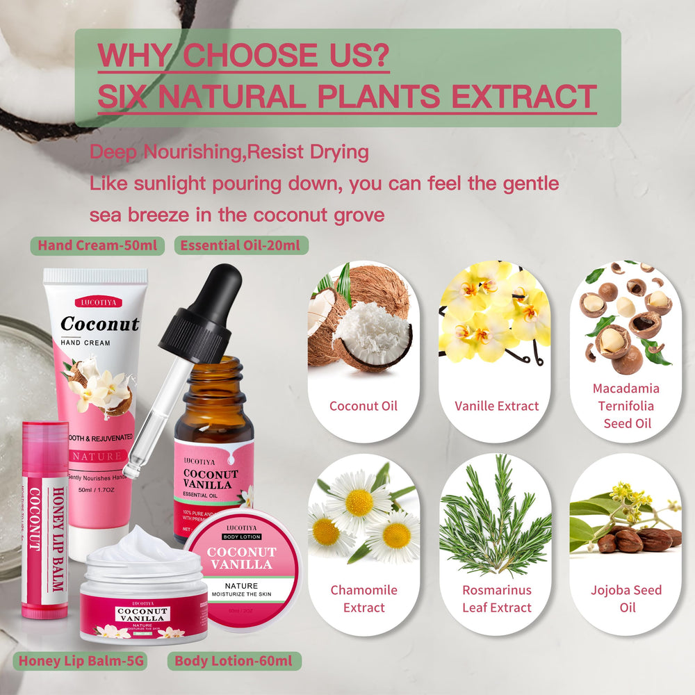 Lucotiya body lotion vanilla coconut travel size for moisturized skin.