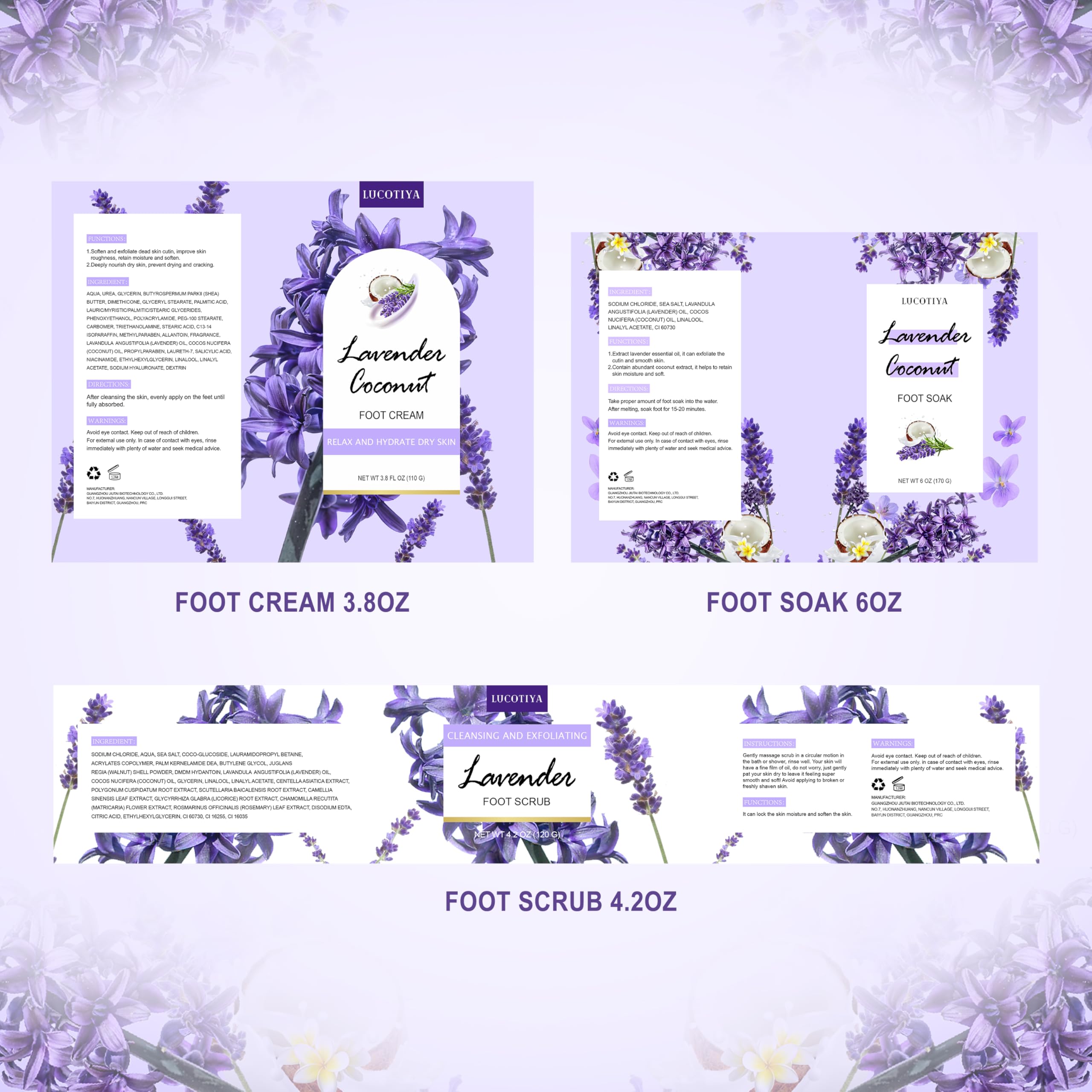 Lucotiya lavender foot care set ready for daily maintenance