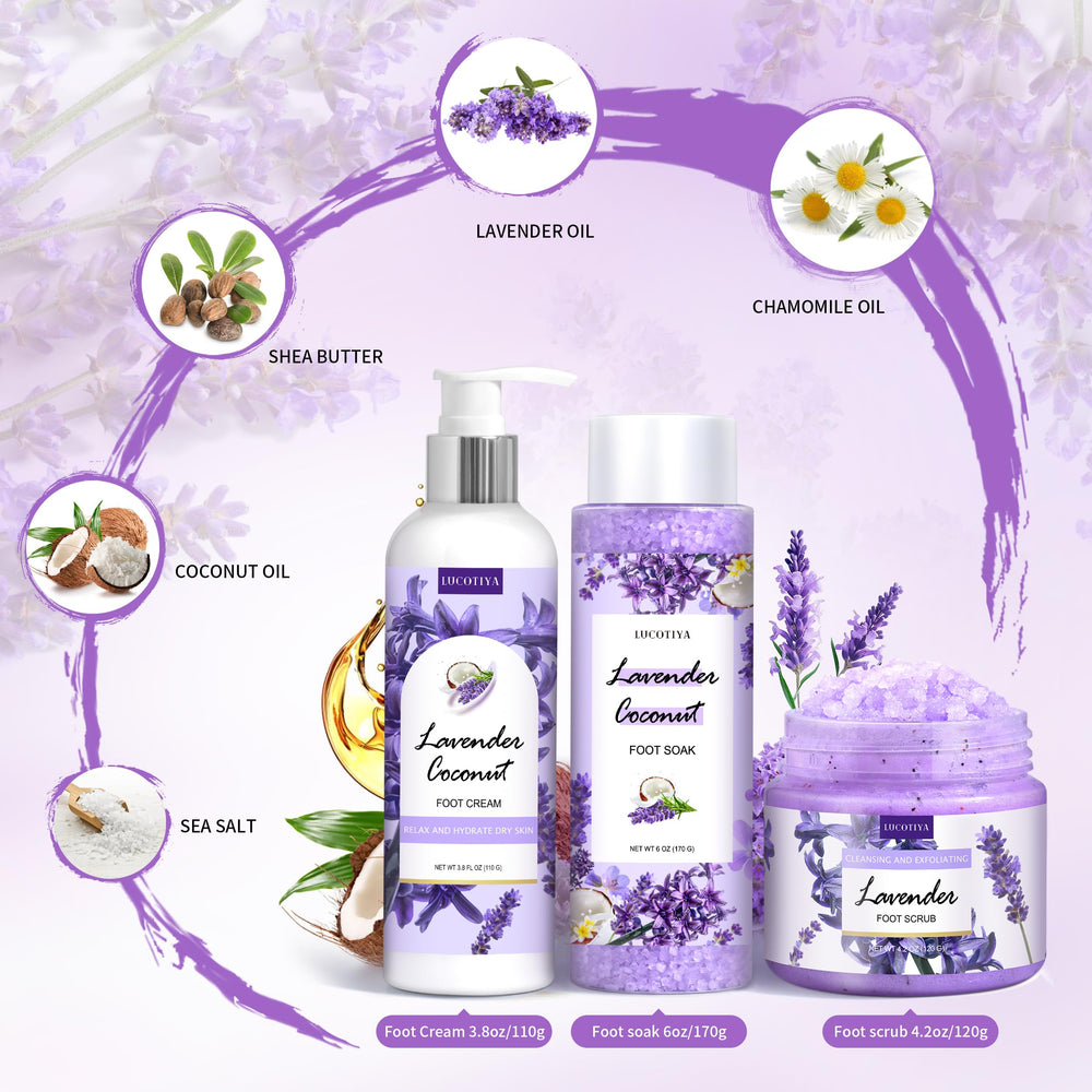 Lucotiya spa kit components arranged for a pampering foot care session
