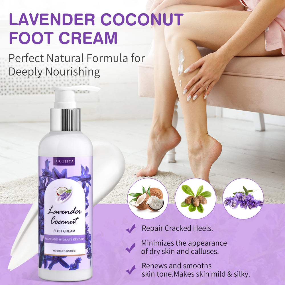 Lucotiya urea foot cream moisturizes dry feet with shea and coconut oils
