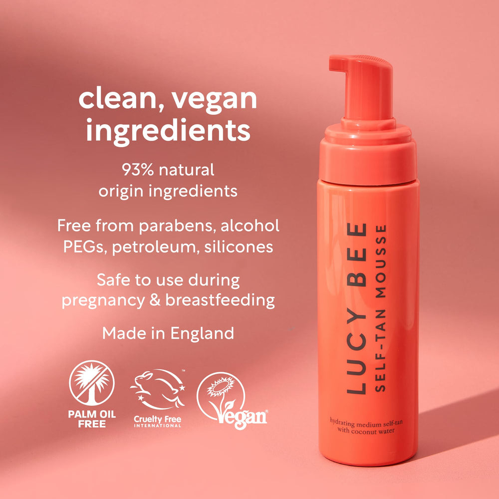 Close-up of Lucy Bee Self Tan Mousse texture for smooth application