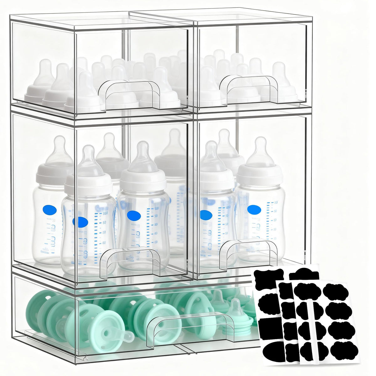 Lufstd tiroirs empilables pour bouteilles, accès rapide et rangement clair.