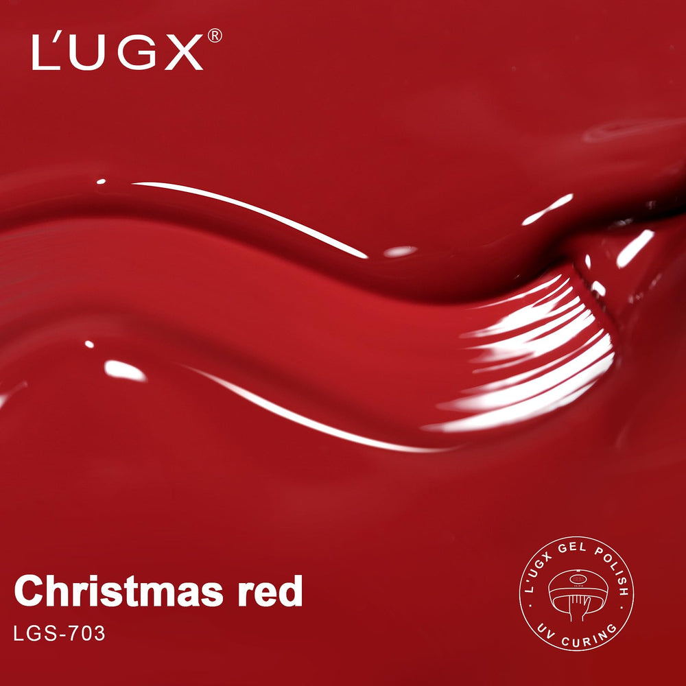 L'UGX Christmas Cherry deep red swatch demonstrating rich color and glossy finish.
