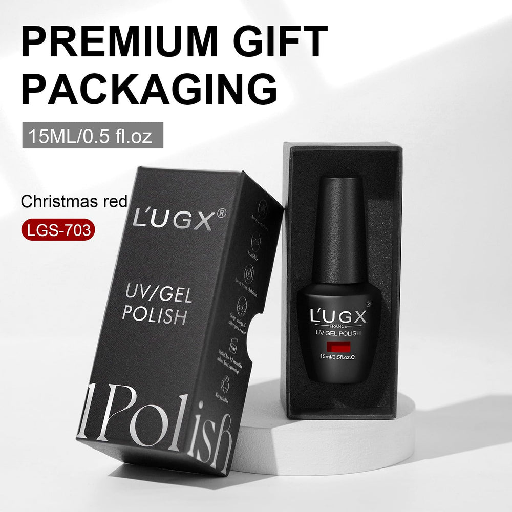 L'UGX Premium packaging showcases a gift-ready nail polish bottle.