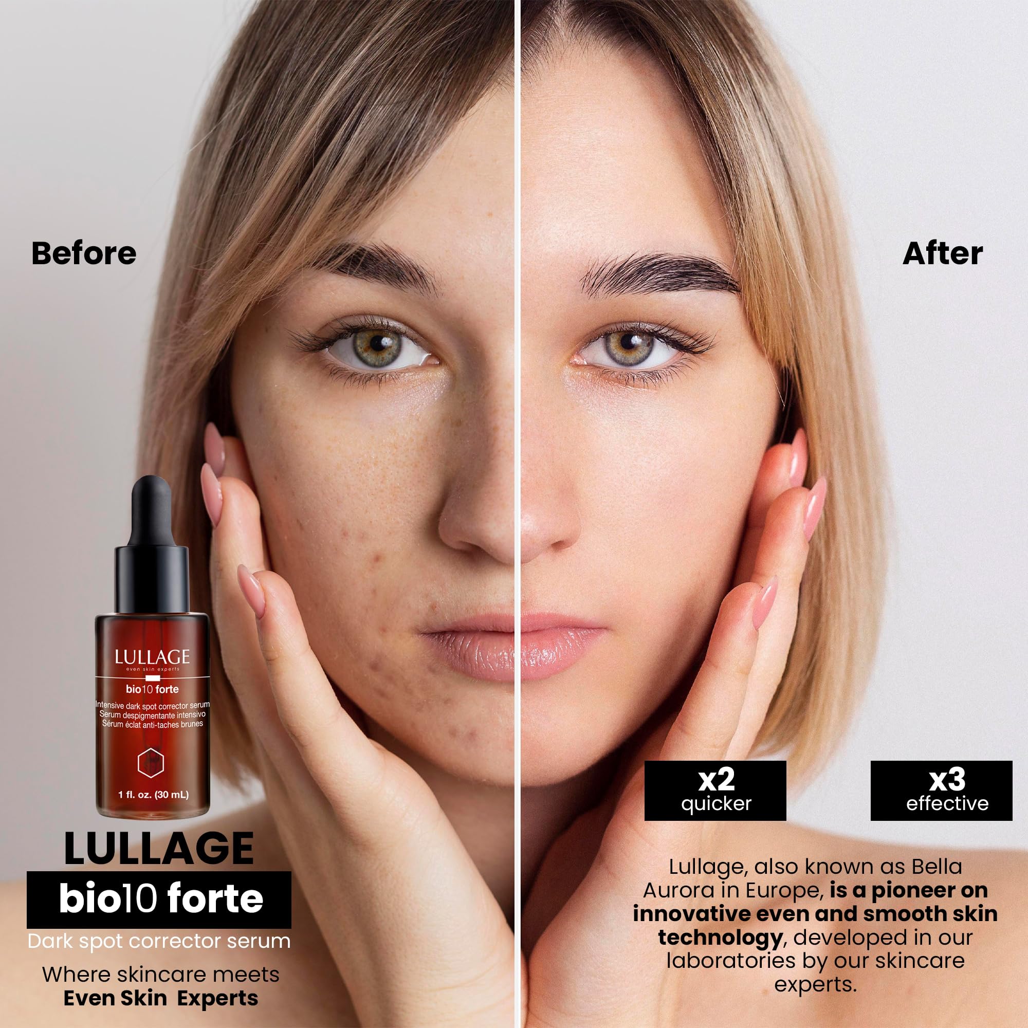 LULLAGE Bio10 Forte serum being rubbed into skin for a radiant glow
