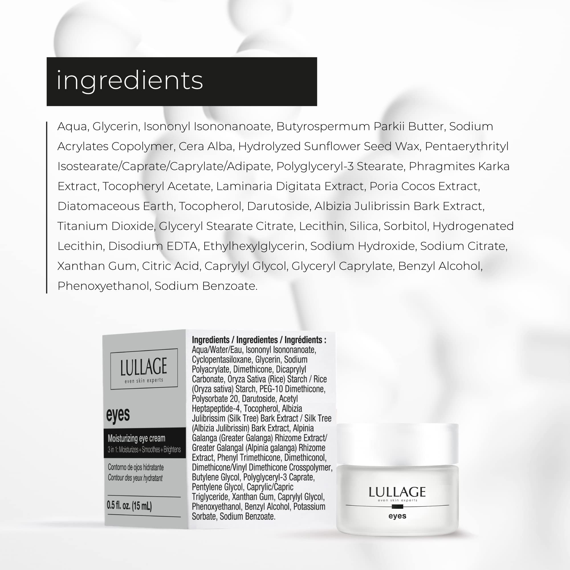 LULLAGE Eye Cream supports daily care with hydrating, nourishing under-eye coverage.