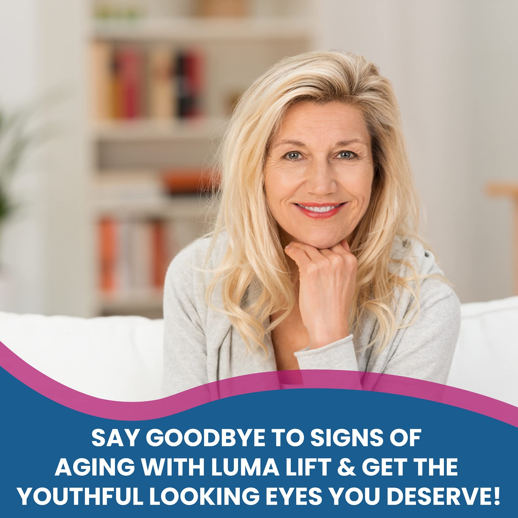 60-second lift demonstration with Luma By Laura instant eye cream.