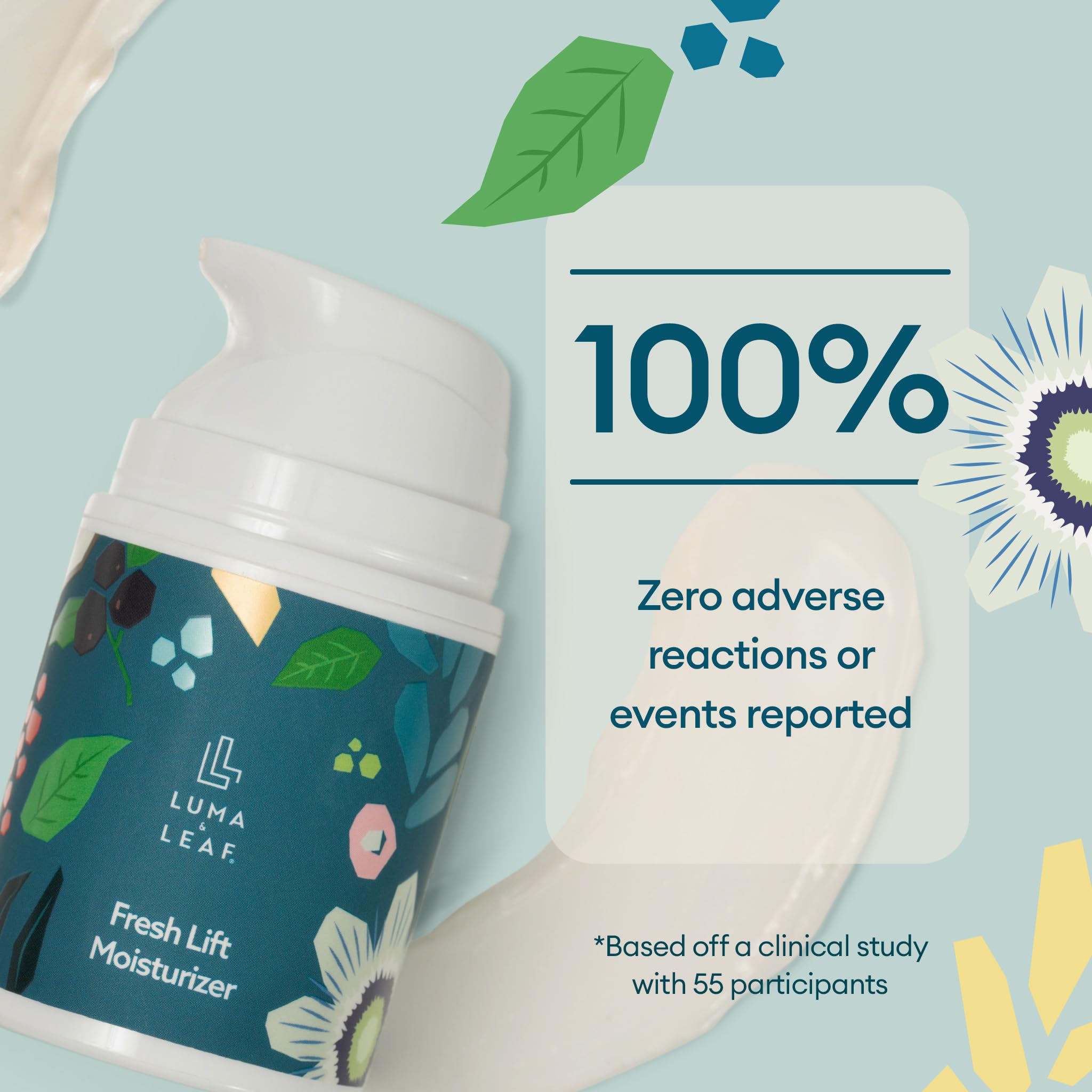 LUMA & LEAF hyaluronic acid infusion image demonstrates lasting hydration and plump skin.
