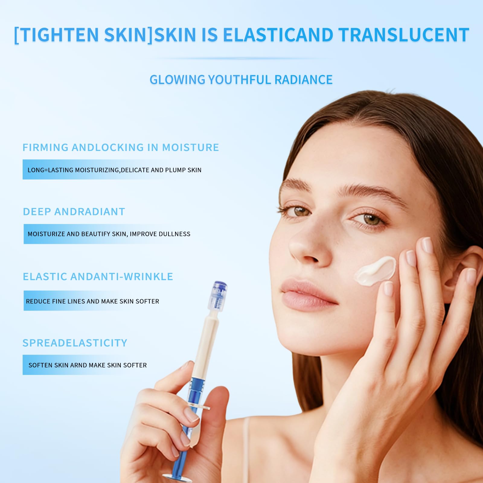 LUMAZO peptide formula close-up suggests improved elasticity and firmer-feeling skin.