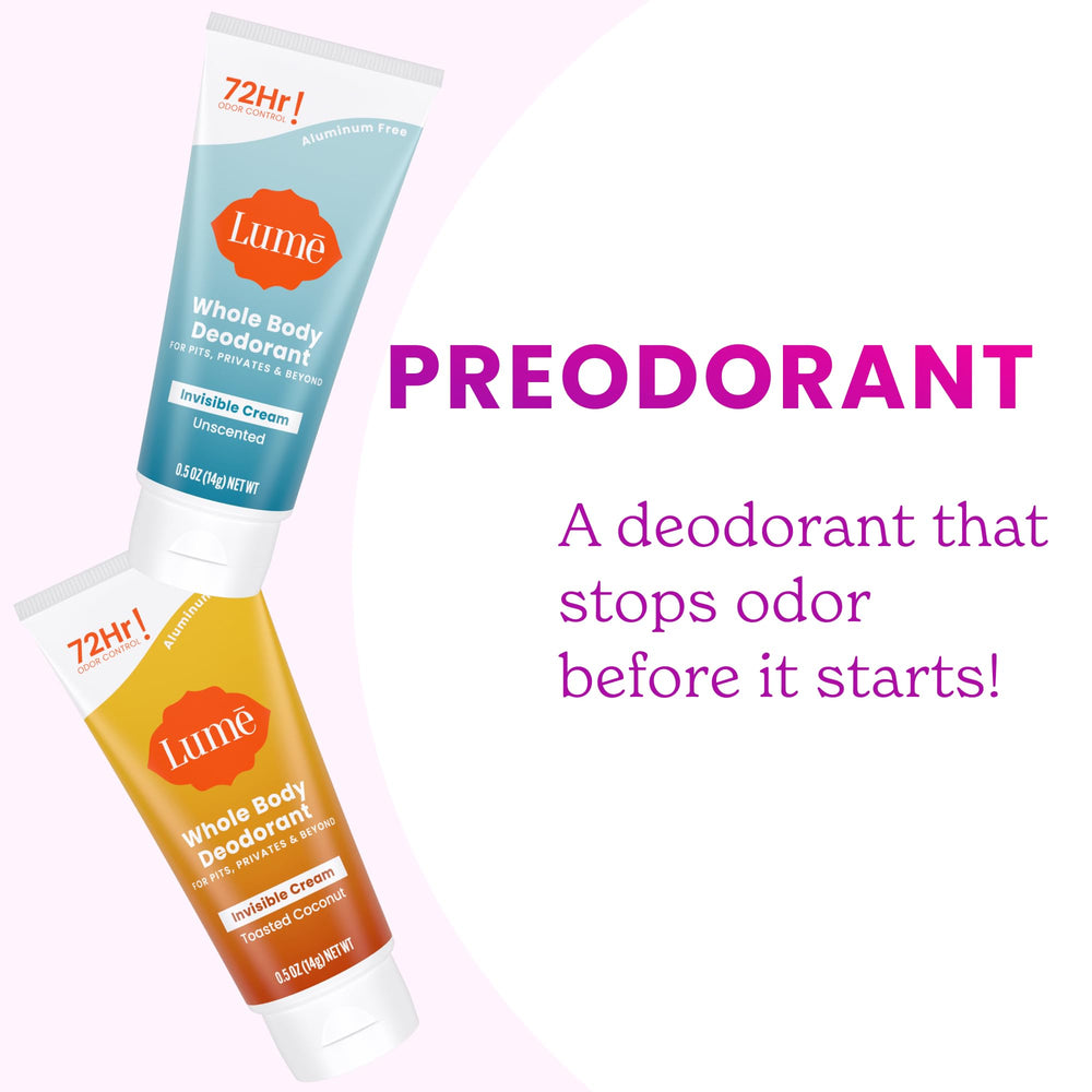 Lume 2-pack trial size packaging with two tubes visible.