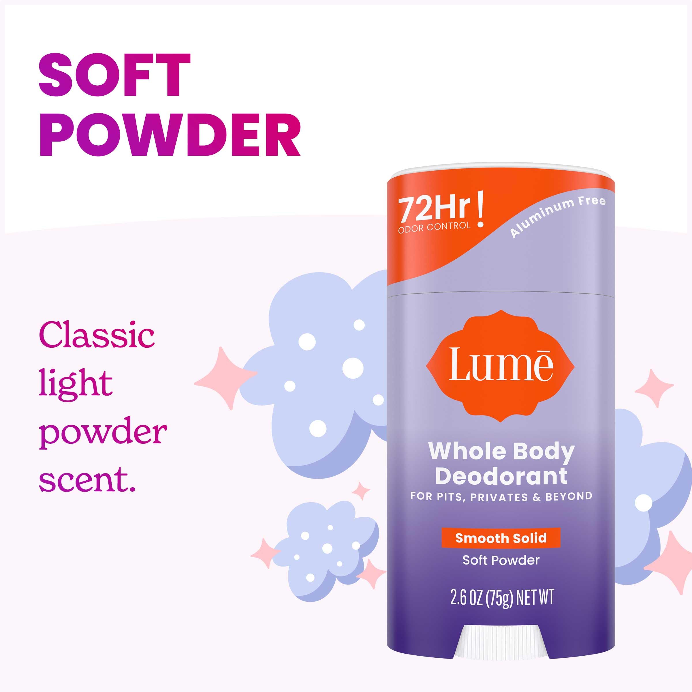 Lume 72-hour odor control claim visual highlight for the bundle.