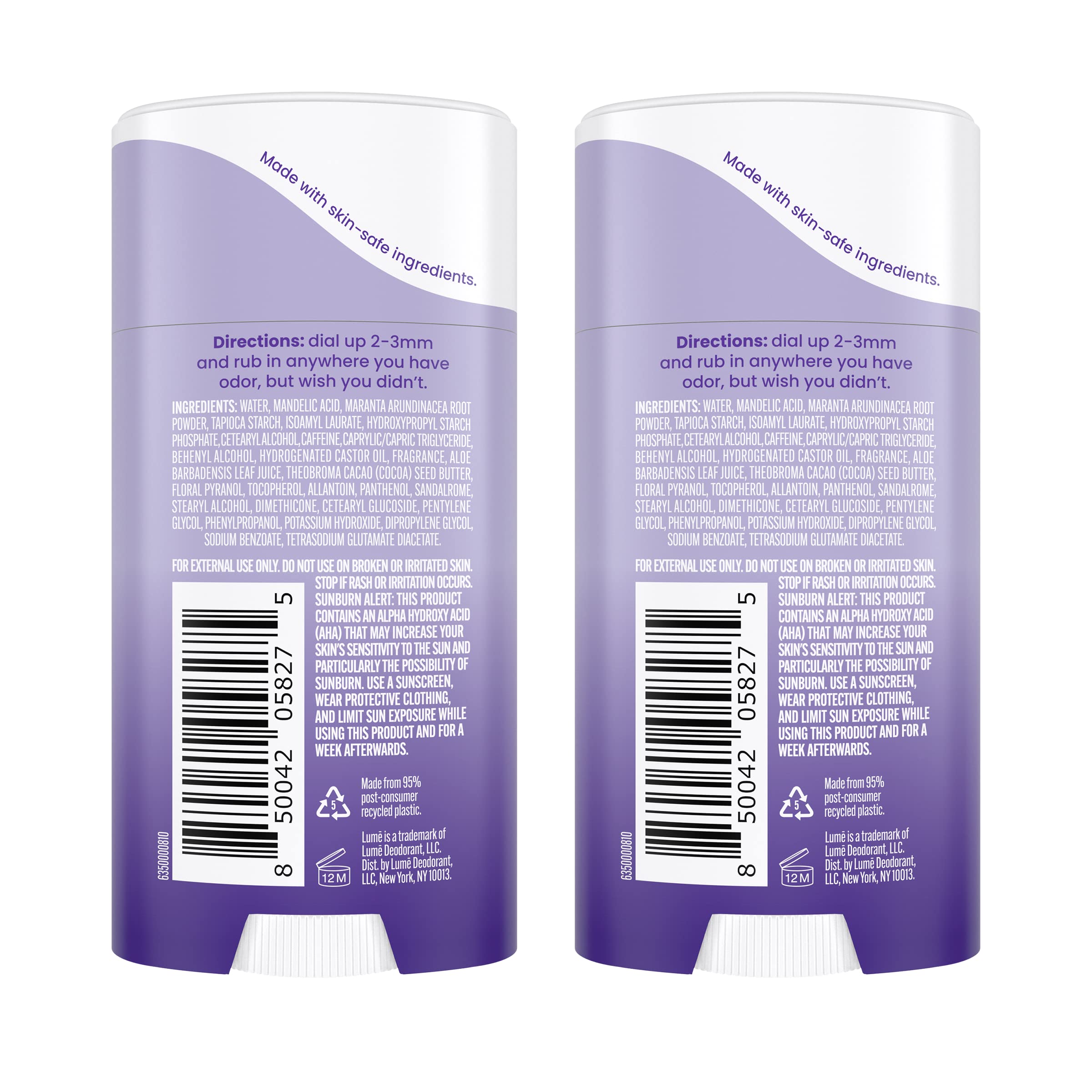 Lume shows 72-hour odor control for daily freshness.