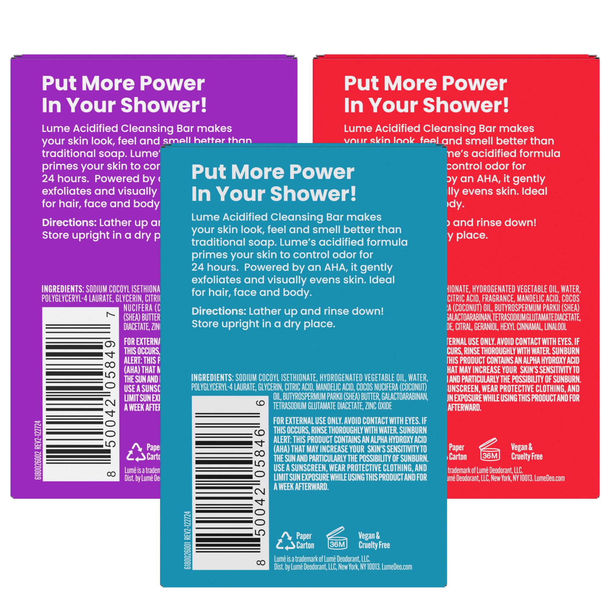Lume Acidified Bar 24-hour odor-control emphasis after shower