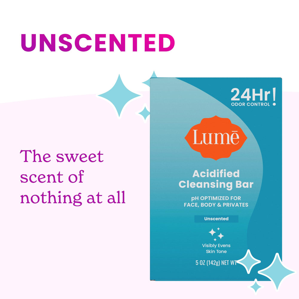 Lume acidified bar used as a shampoo alternative during shower time.