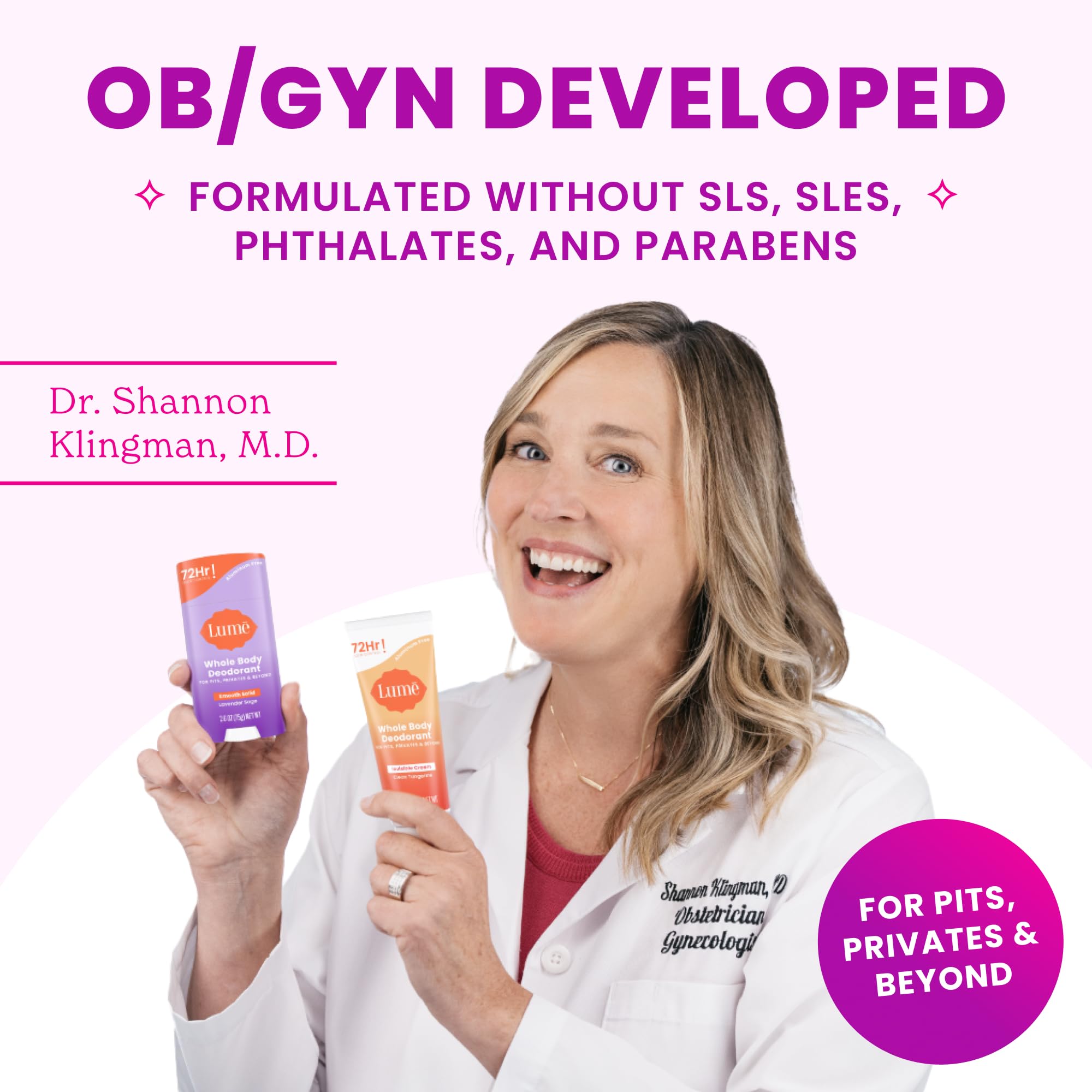 SLS-free and paraben-free design highlights safe, gentle cleansing with Lume.