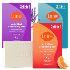 Lume Acidified Bar Tangerine pack offers long-lasting odor control for post-shower freshness