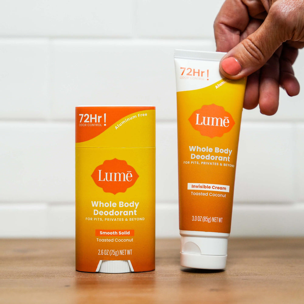 Lume acidified body wash mini bottle highlighting gentle cleansing