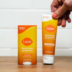 Lume acidified body wash mini bottle highlighting gentle cleansing