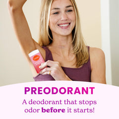 Aluminum-free and baking-soda-free deodorant suitable for sensitive skin areas.