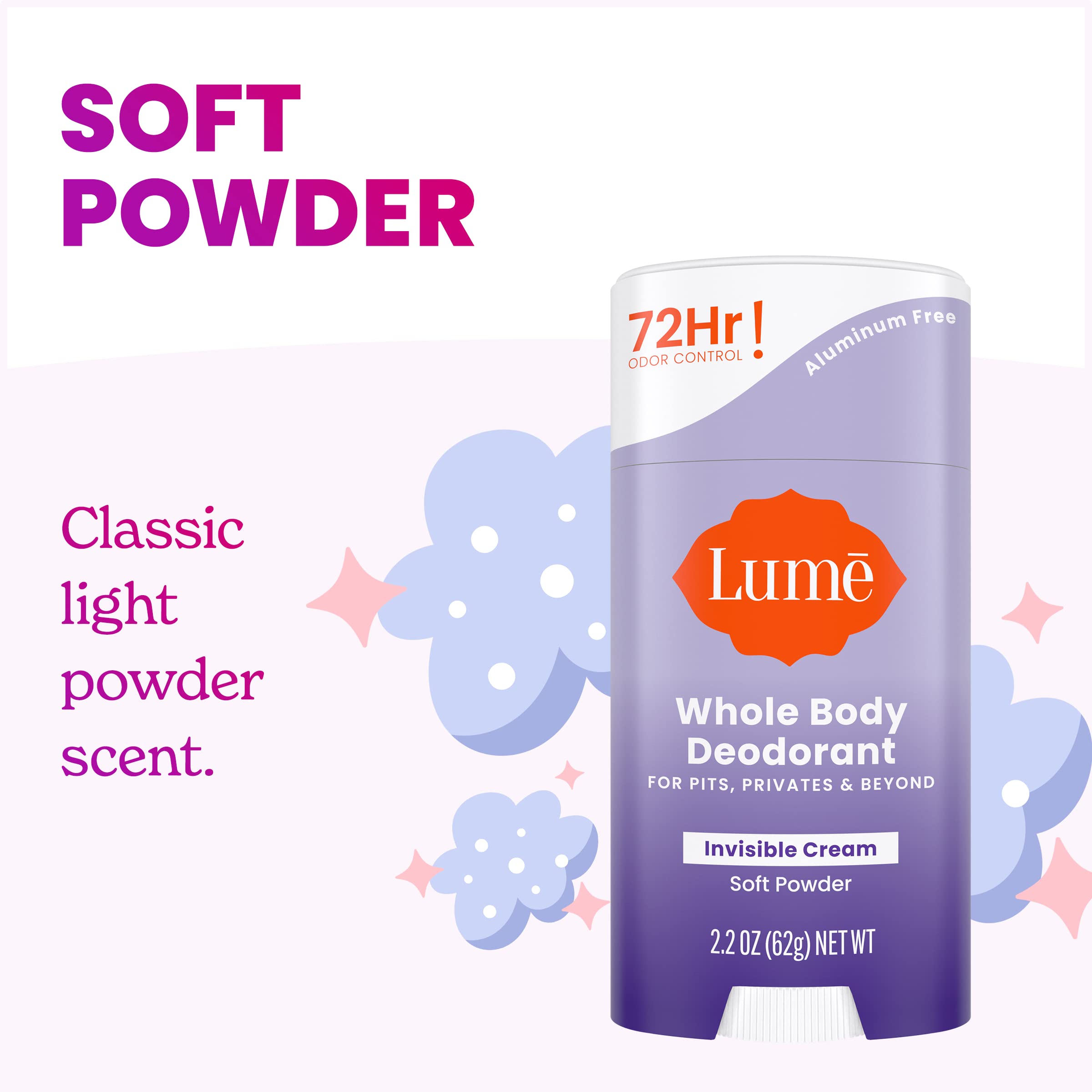 Lume aluminum-free formula safe for sensitive skin.