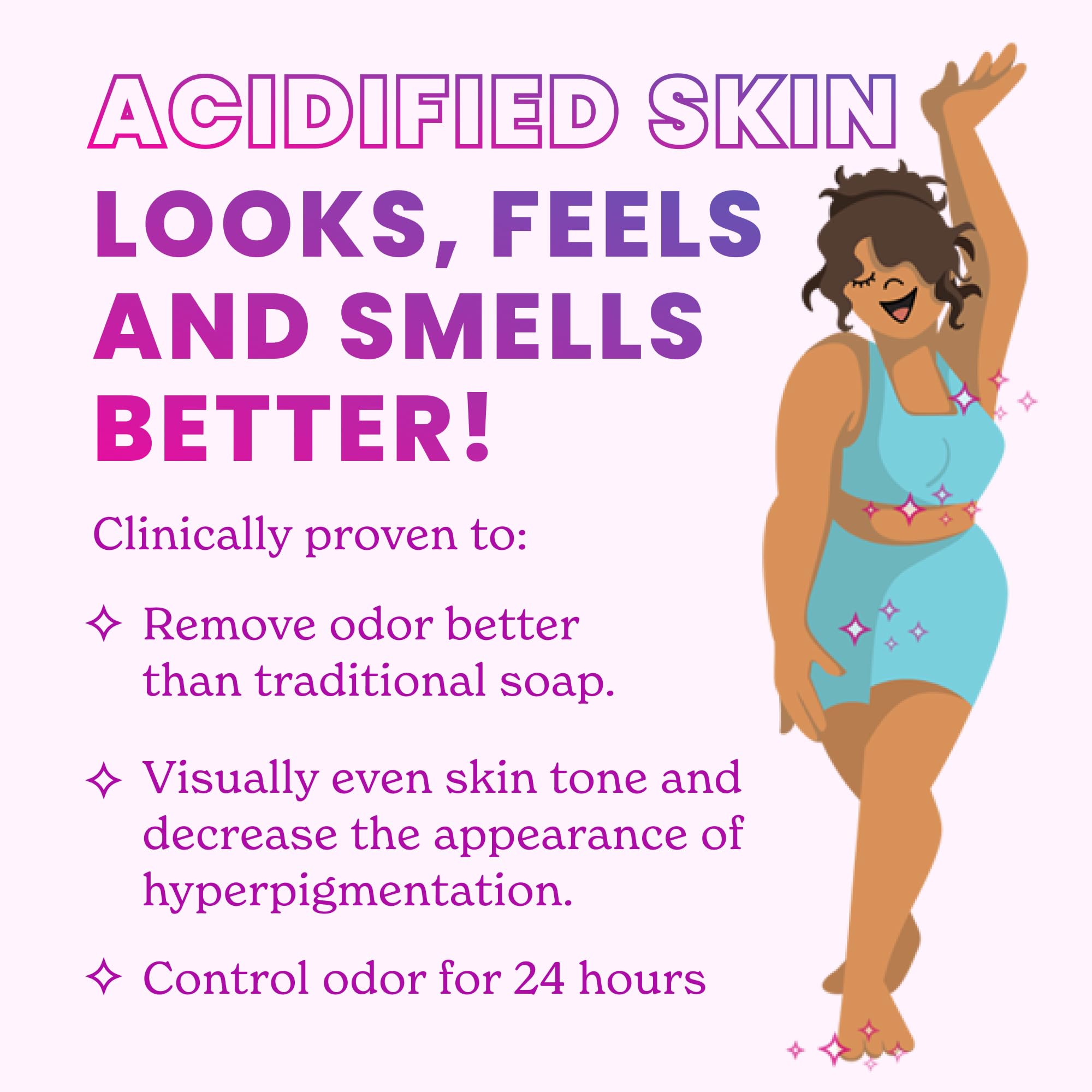 Lume applied on underarm and nearby areas to show multi‑area odor control.