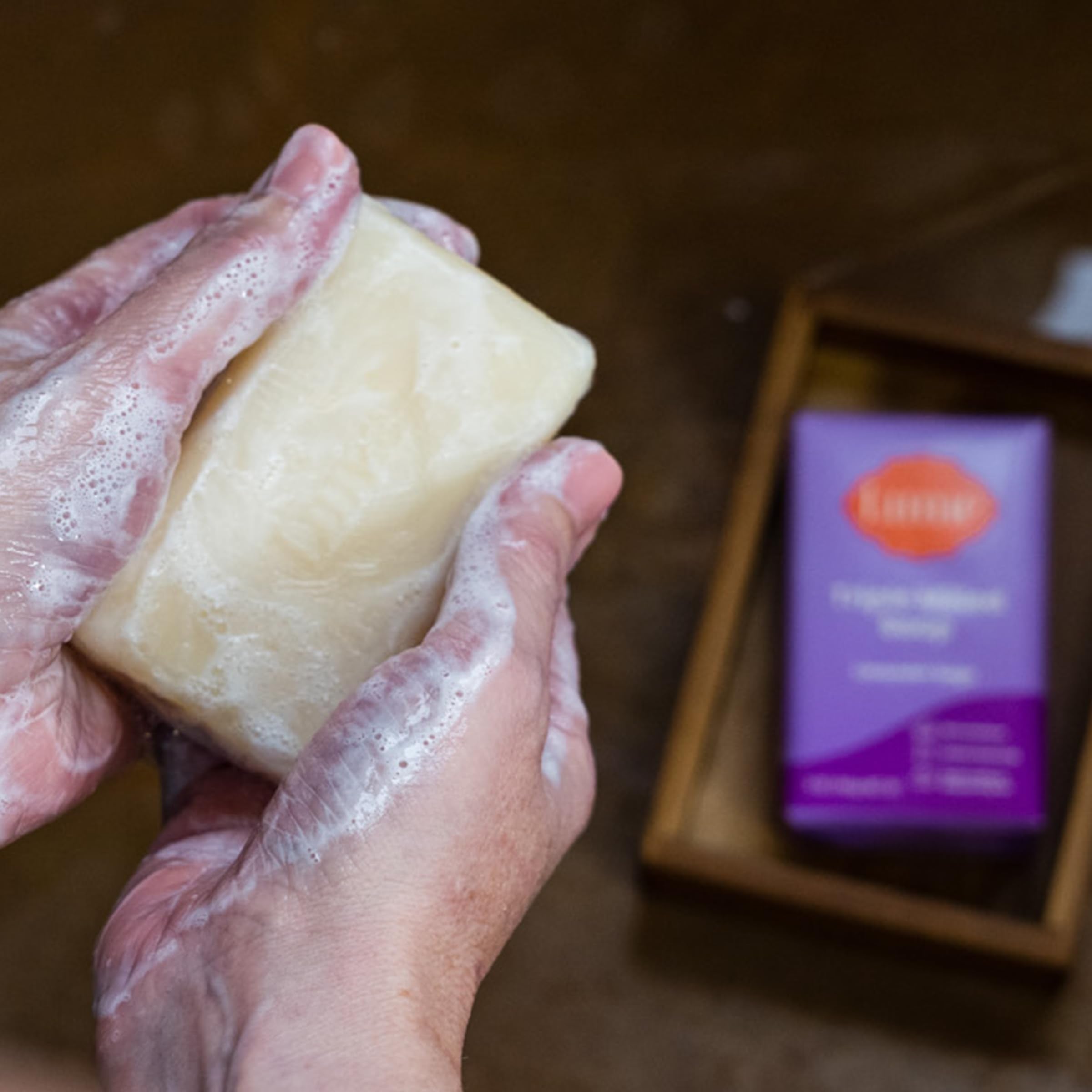 Lume bar soap label indicates free from SLS, parabens, and phthalates.