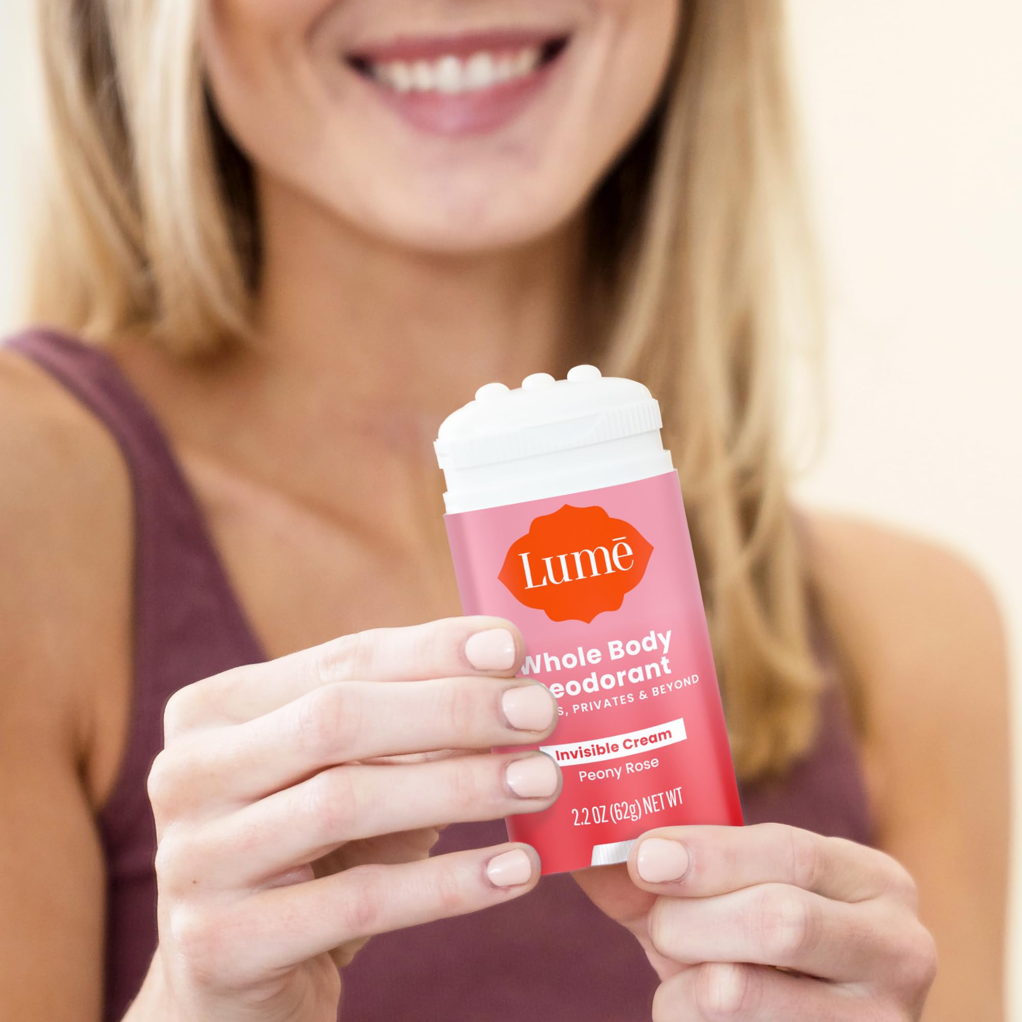 Lume Deodorant Cream Stick aluminum-free feature on product label.