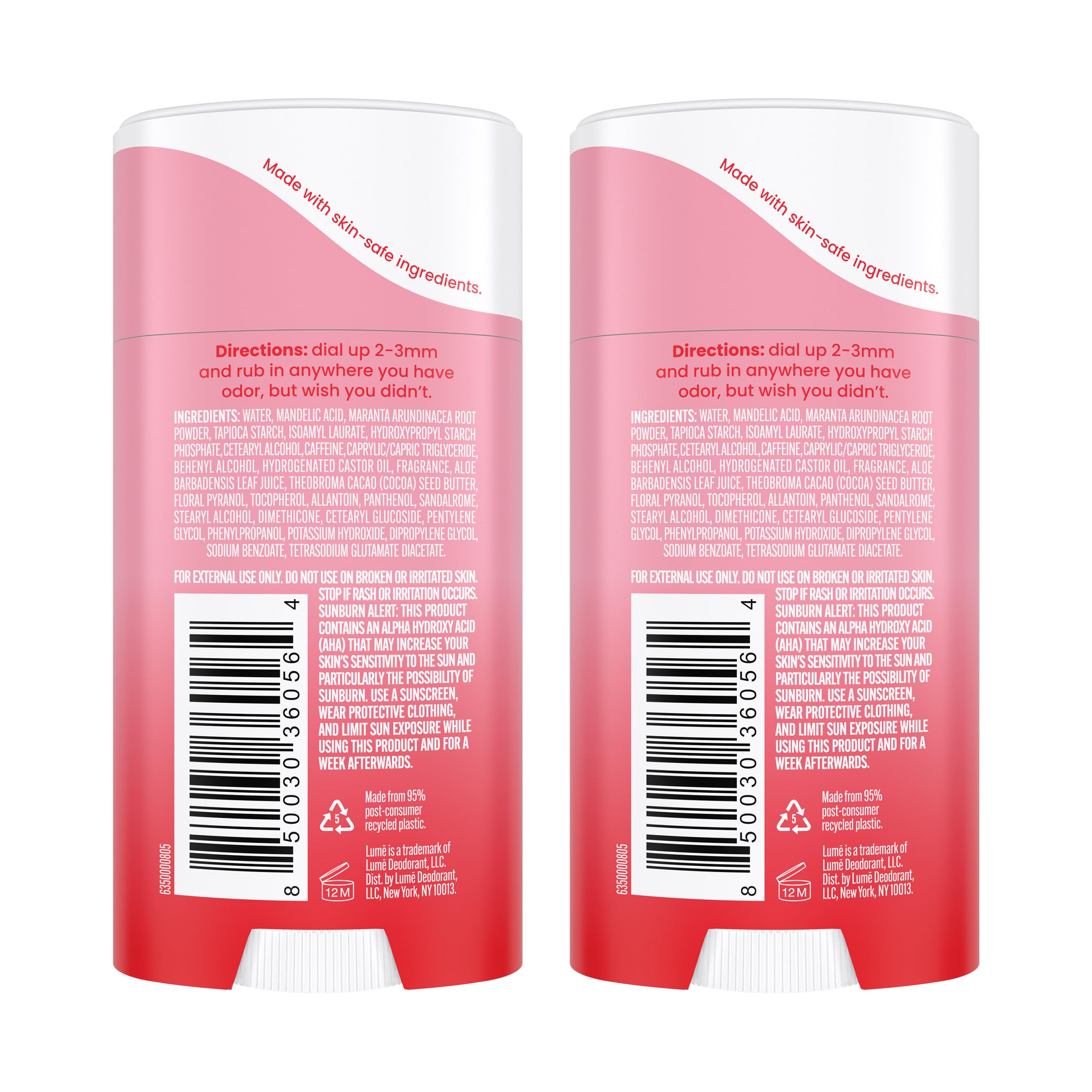 Lume Deodorant Cream Stick underarms application shows quick, mess-free odor control.