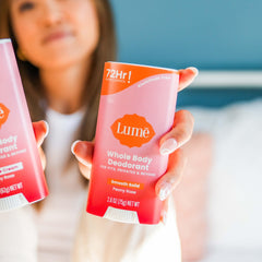 Lume deodorant close-up showing 72-hour odor control concept