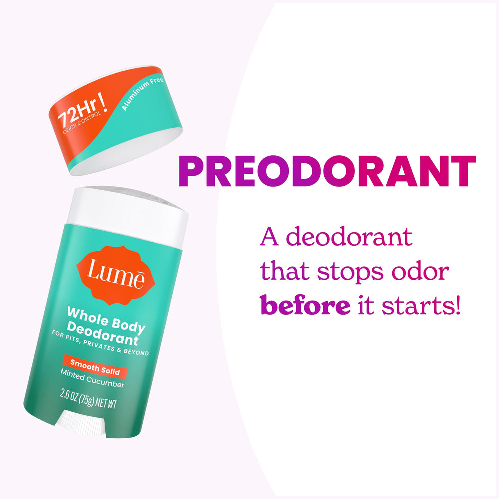 Lume hypoallergenic aluminum-free formula graphic emphasizing skin-friendly care