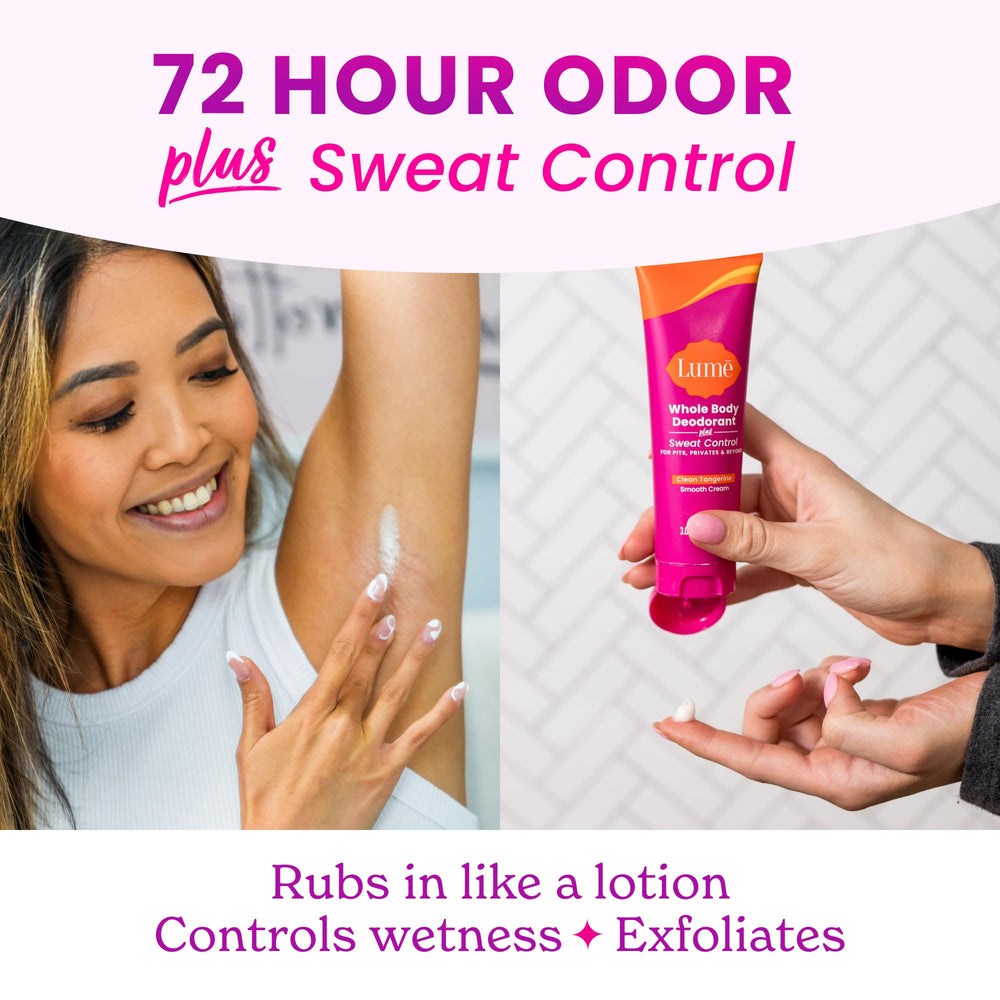Lume hypoallergenic, skin-friendly formula for sensitive areas.