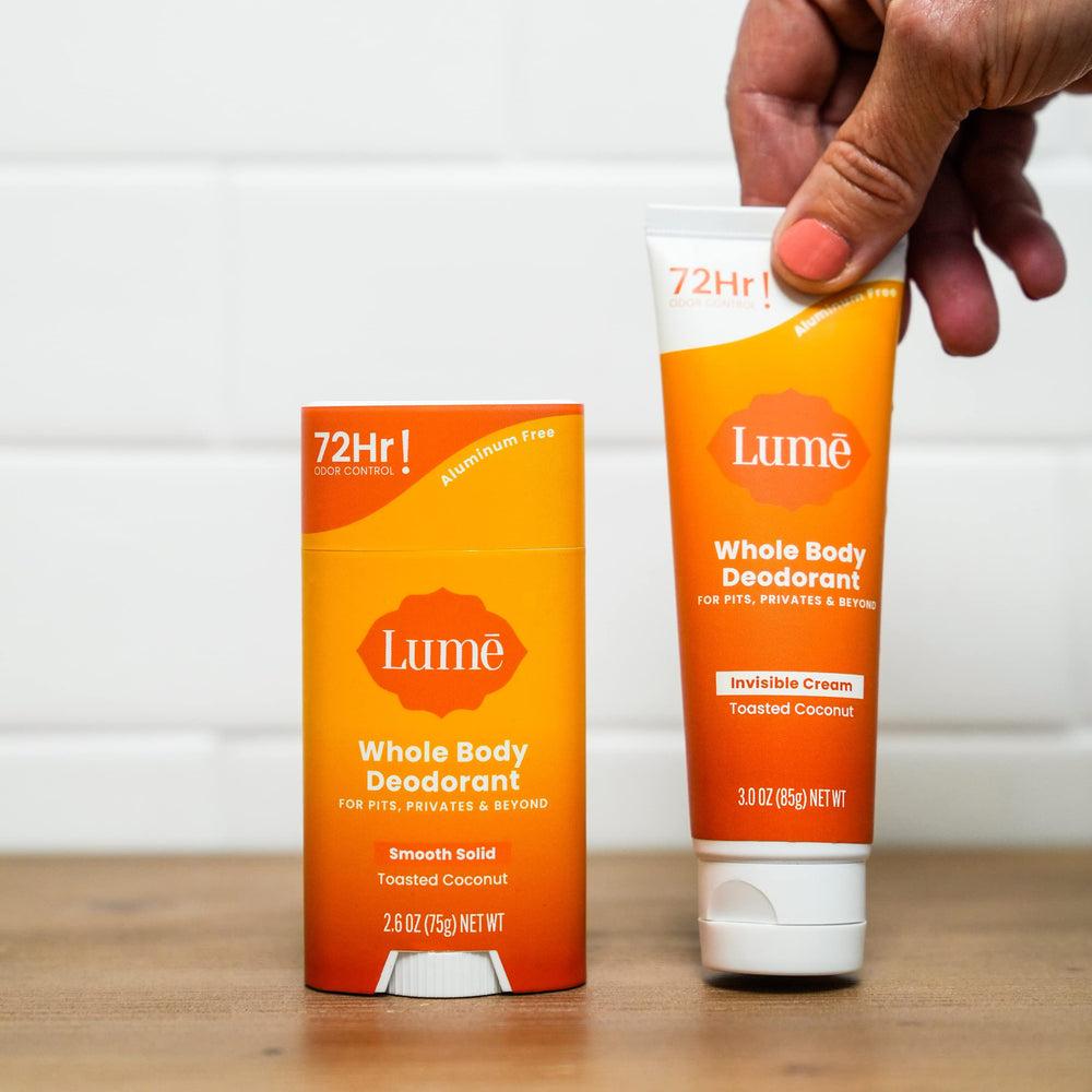 Lume skin-safe external-use deodorant for sensitive skin.