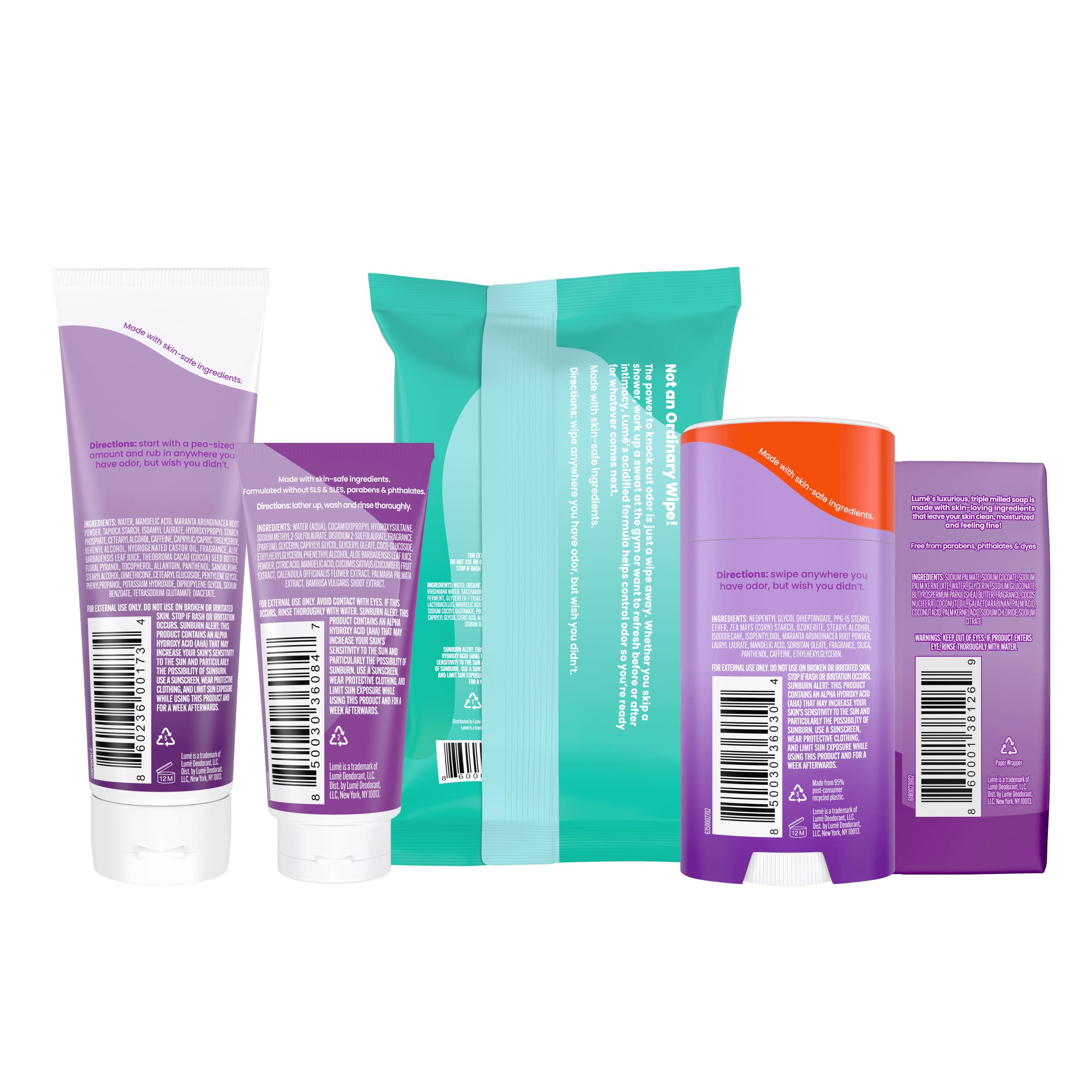 Lume Invisible Cream Tube Deodorant offers discreet application with strong odor protection.