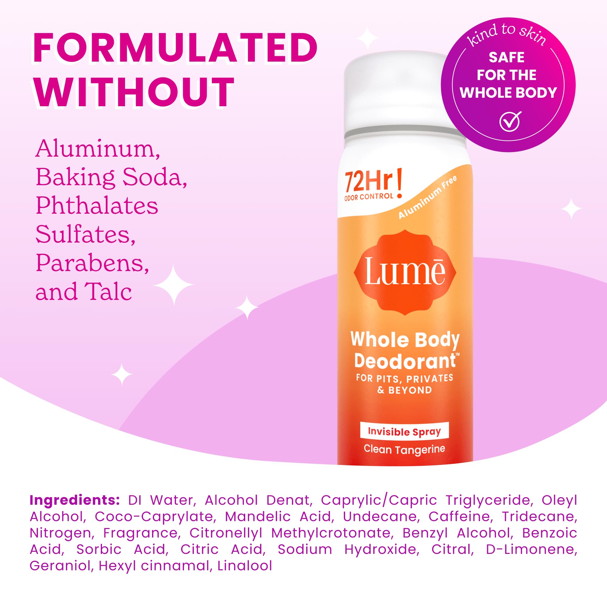 Lume Invisible Spray Women Mini Bottle for on-the-go odor control.