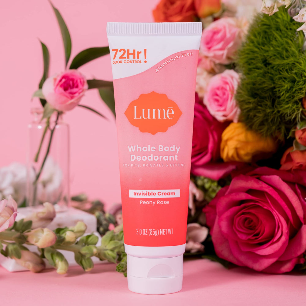 Lume Peony Rose fragrance swatch suggests light floral scent.