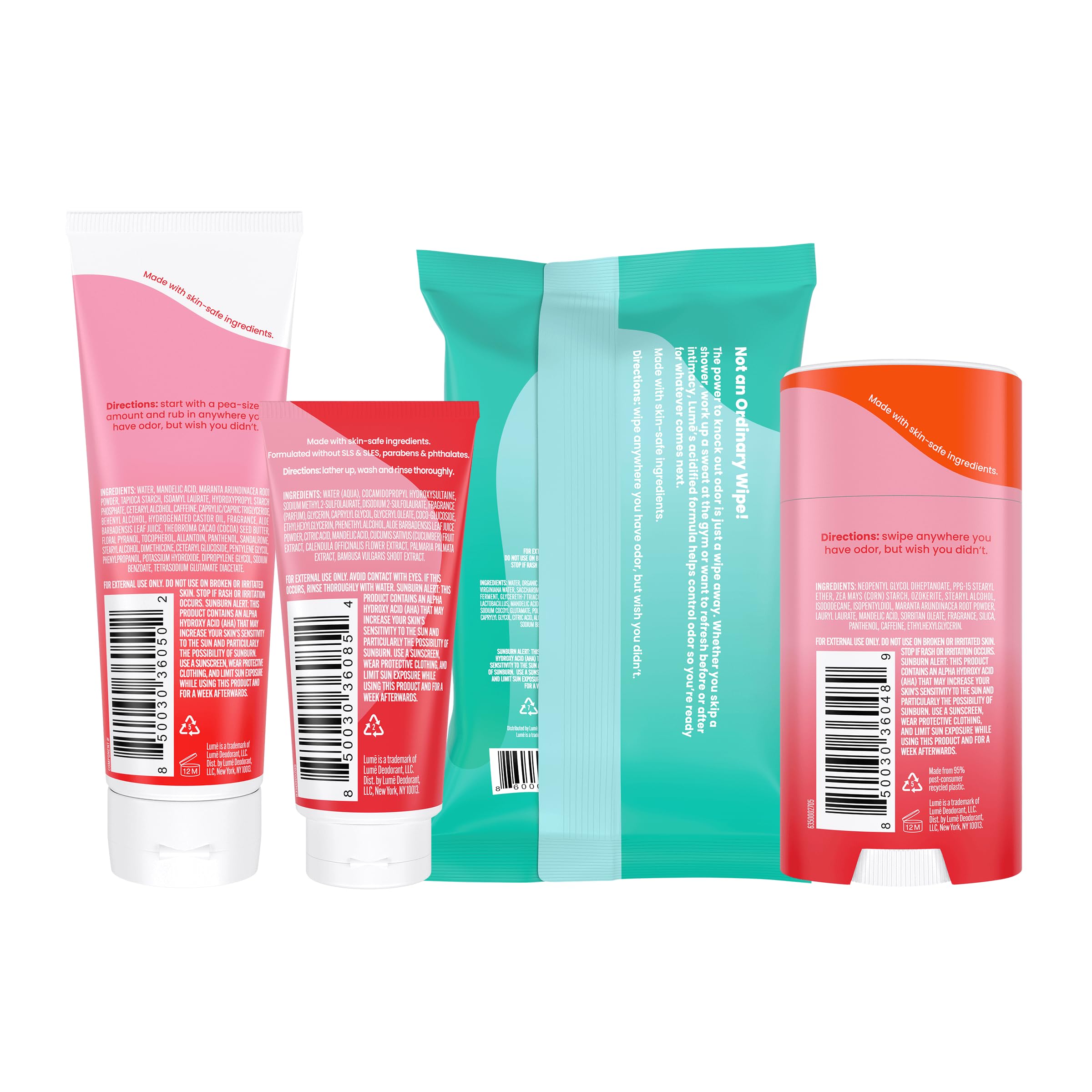 Lume Peony Rose Invisible Cream Tube deodorant applied for seamless protection.