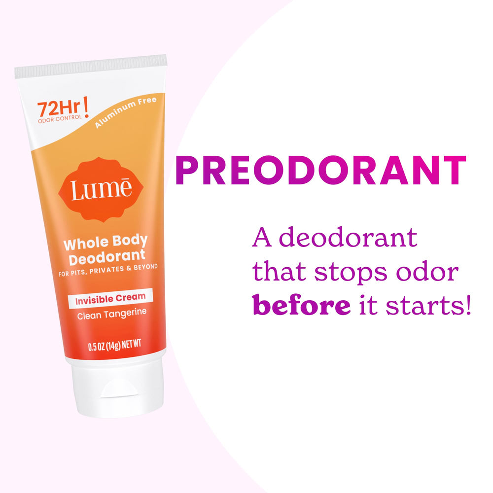 Lume pH-balanced odor-blocker close-up highlighting preodorant science.
