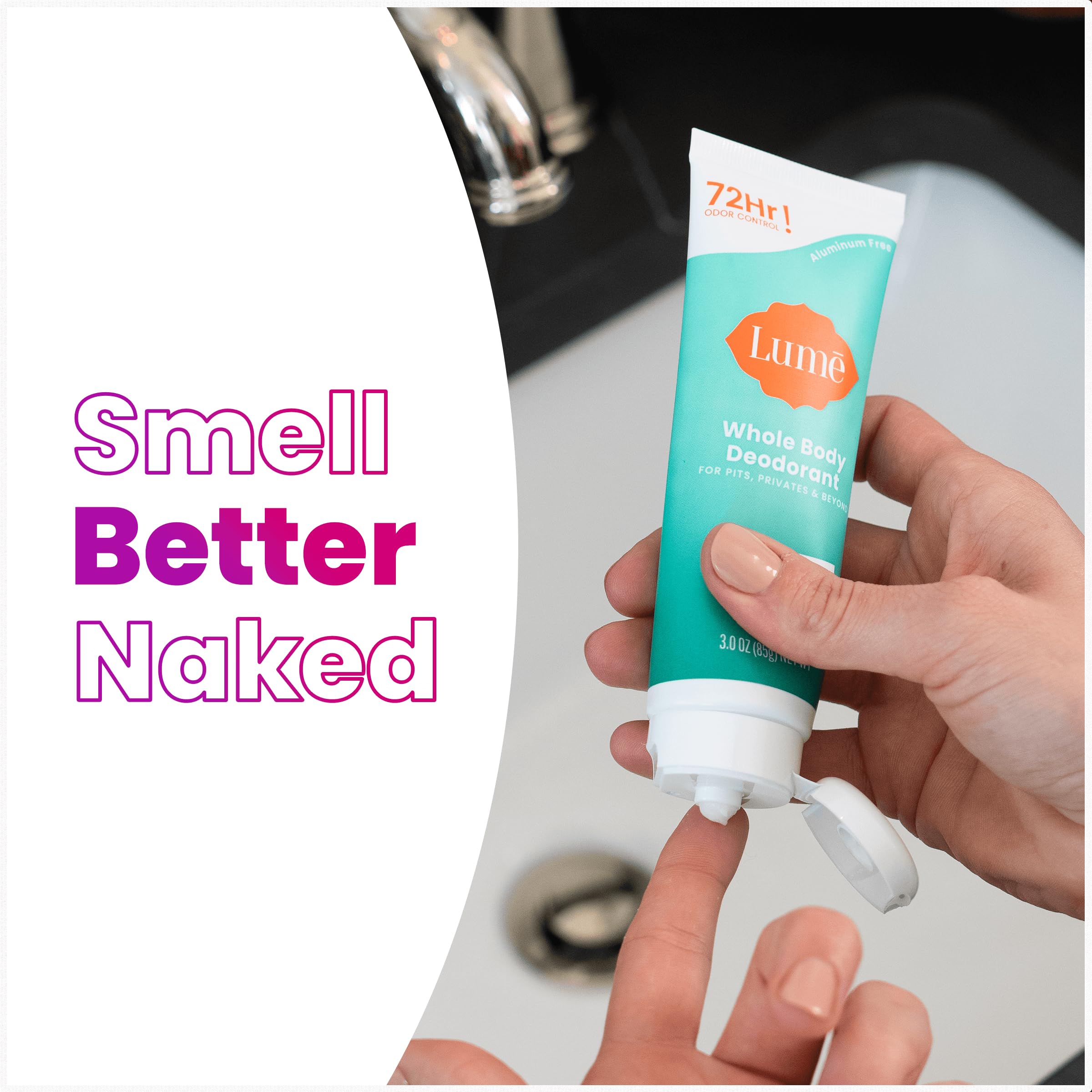 Skin close‑up showing even tone after using Lume.
