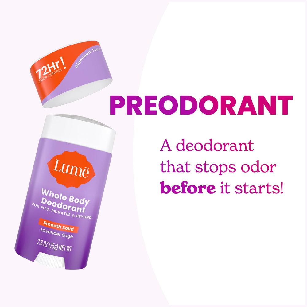 Lume hypoallergenic, skin loving formula designed for delicate areas.