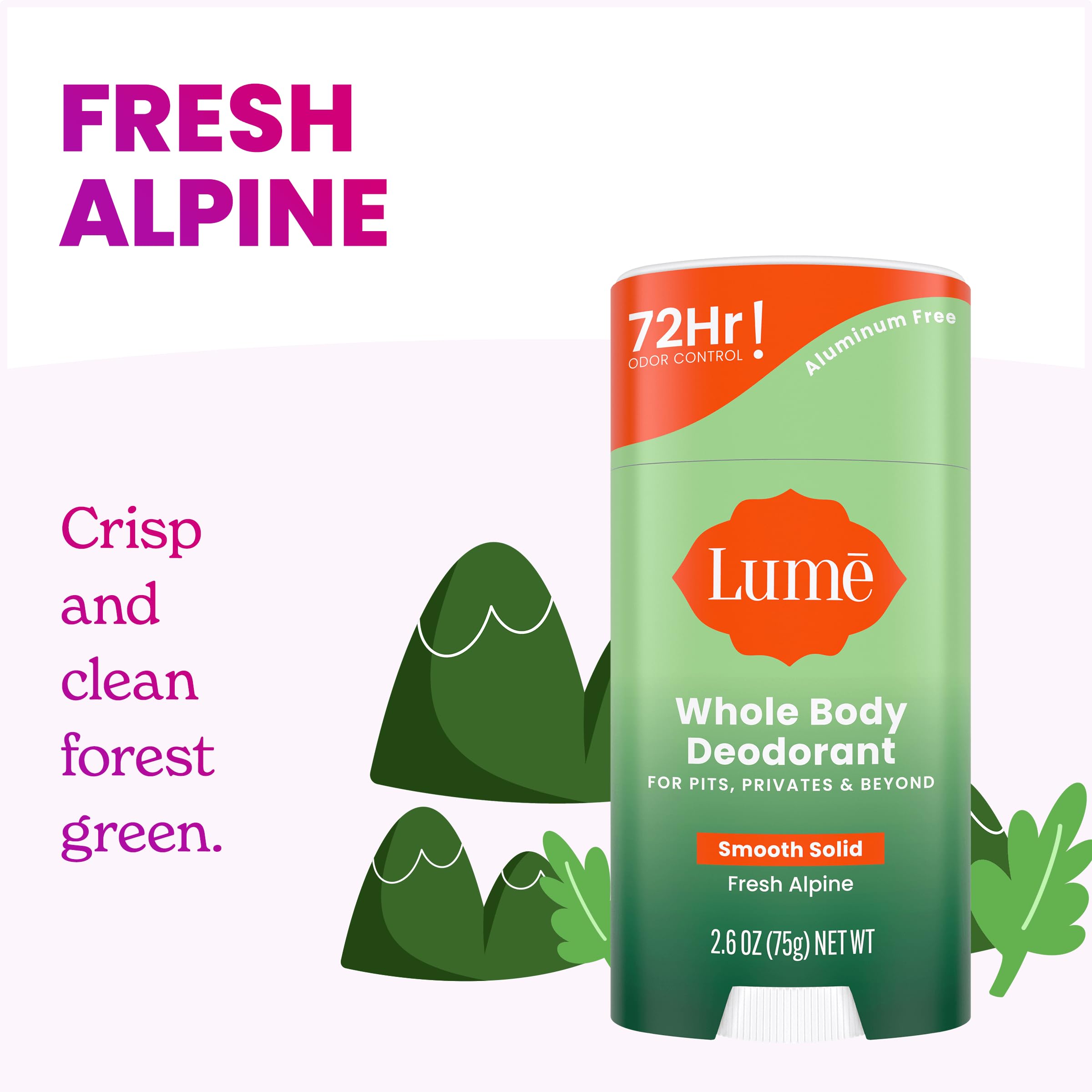 Lume smooth solid stick applied to underarm for easy glide and comfort.