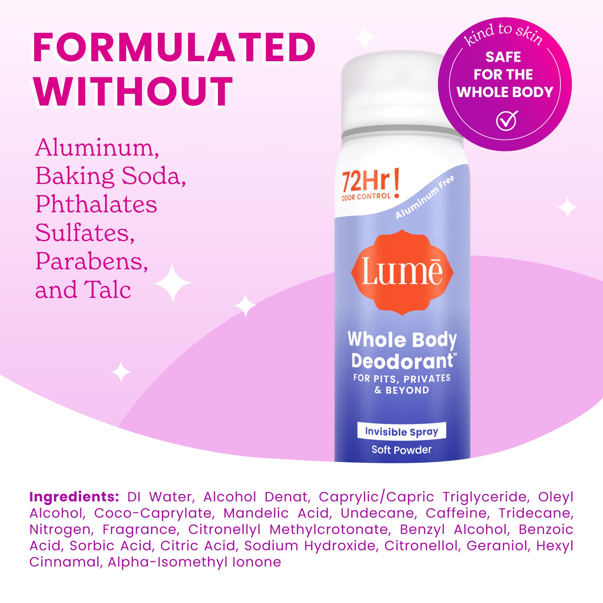 Lume Soft Powder scent application for a clean aroma